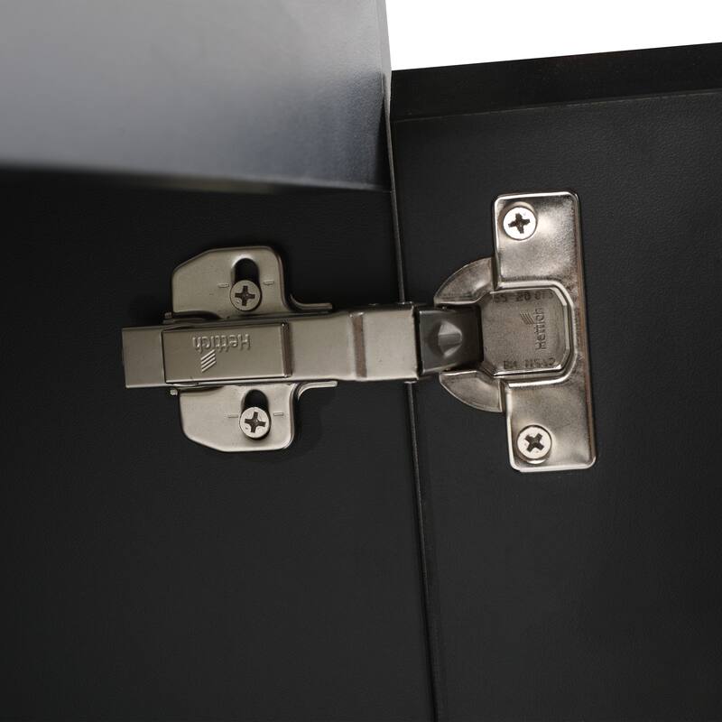 Plywood Wall-Mounted Bathroom Vanity Set in Black with Integrated Ceramic Sink