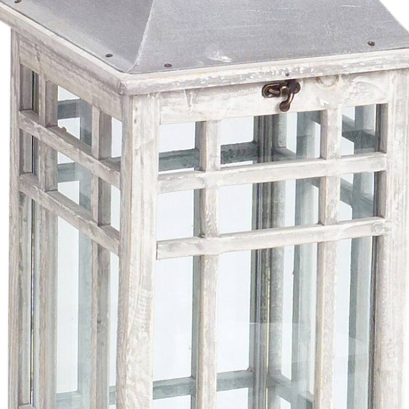 HomeRoots Set Of Two Gray Flameless Lantern Candle Holders - 17