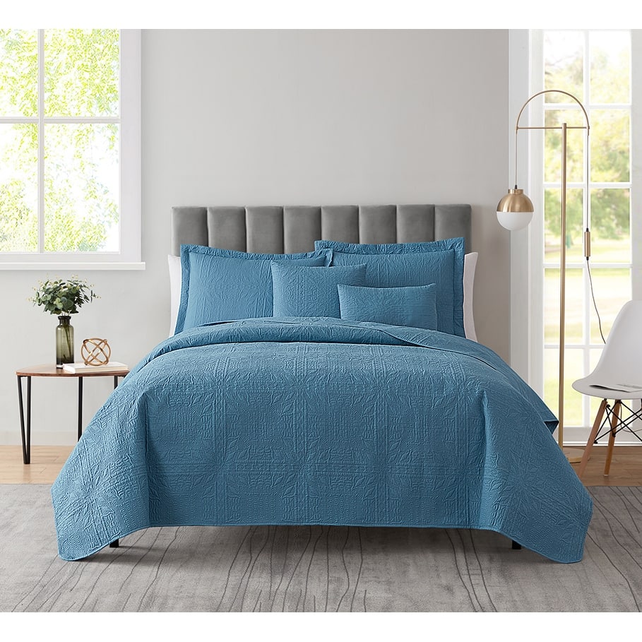 Clara Clark Bedspread Quilt Set - Grid Weave Pinsonic Lightweight Coverlet Set