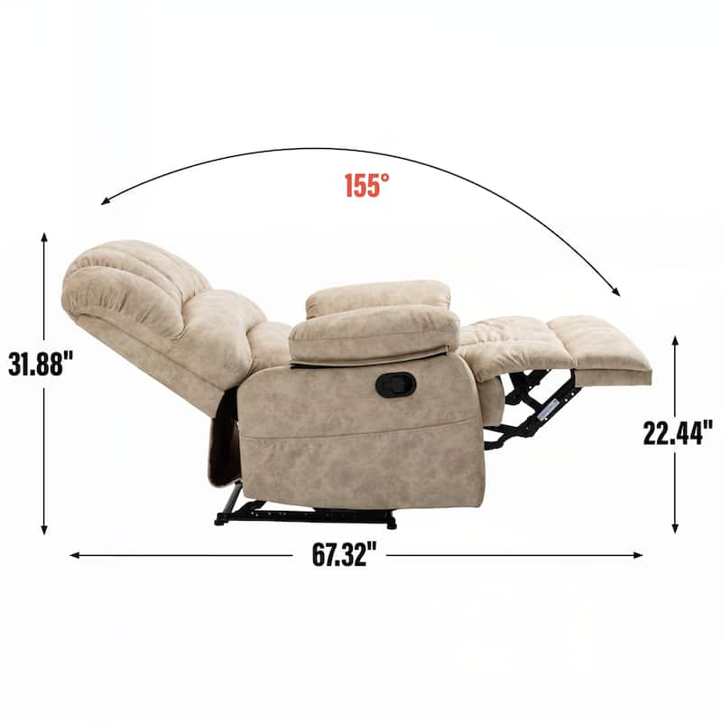Large Manual Recliner Chair in Fabric for Living Room,Beige