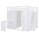 preview thumbnail 7 of 13, Full Size Bunk Bed with Wardrobe, Desk & Shelves, Multi-Functional Space Saver - White