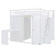 preview thumbnail 7 of 13, Full Size Loft Bed with Wardrobe, Desk, Foldable Shelves & Private Dressing Area for Efficient Storage and Workspac, White