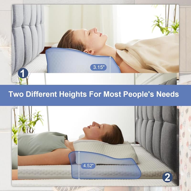 Pillow for Neck Support, Contour Memory Foampillow Shoulder Support Pain Relief for Side Back Stomach Sleepers with Pillowcase