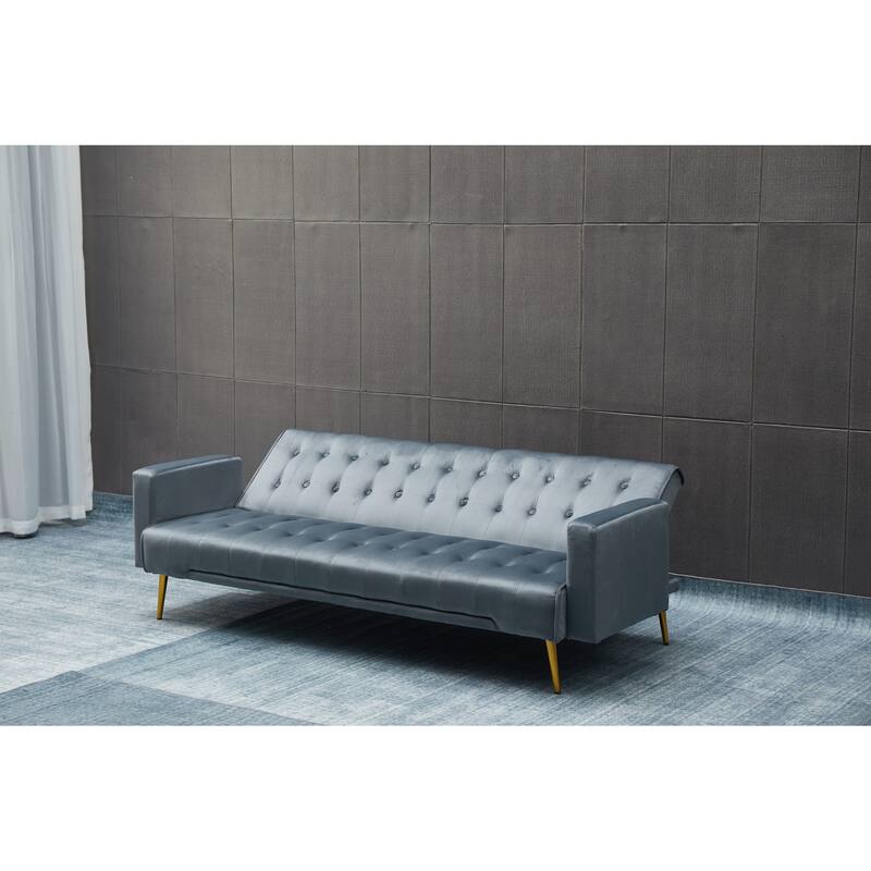 Dark Gray Solid Wood+MDF Sofa Bed for Small Spaces