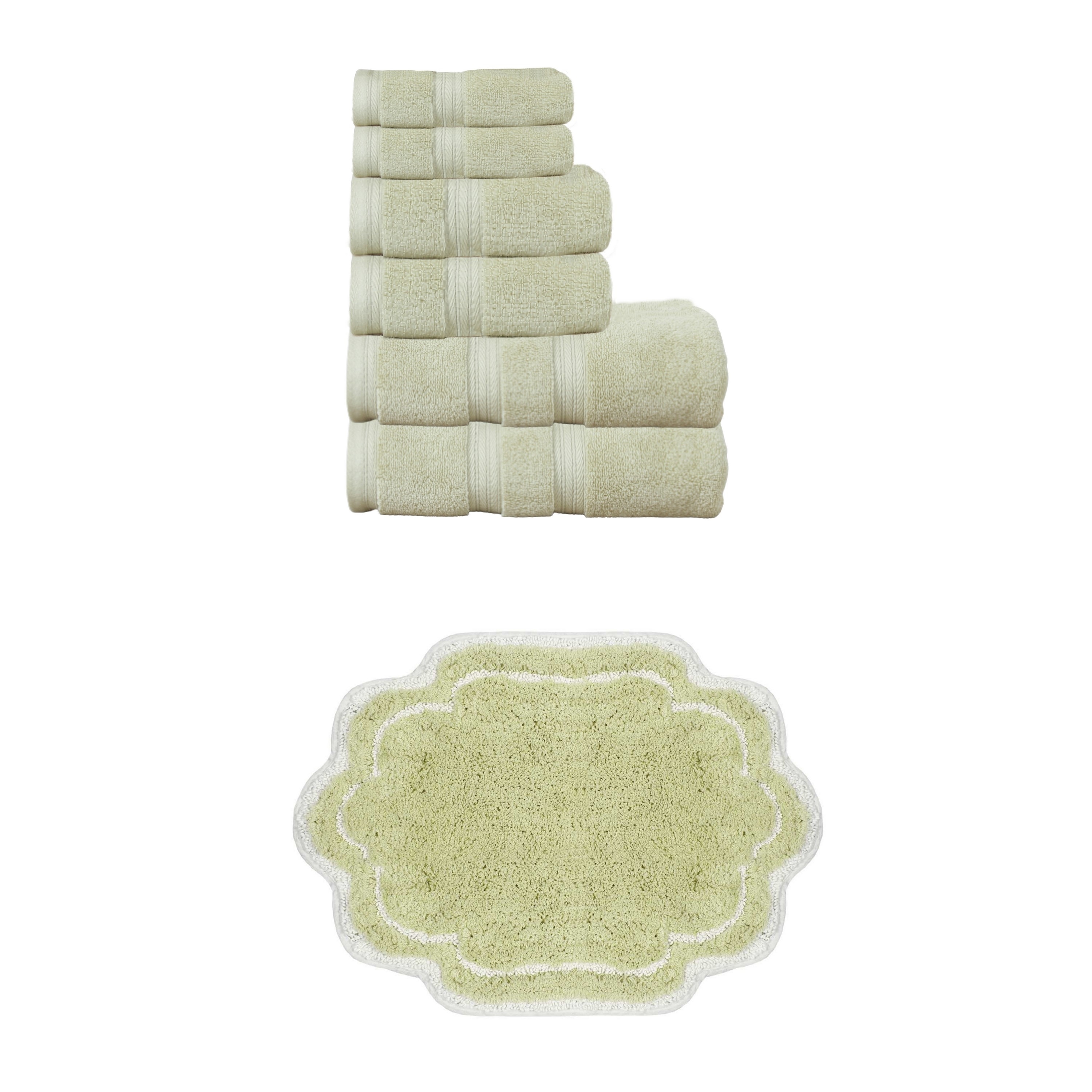 Home Weavers Allure Collection 100% Soft Cotton 6 Pc Towel Set & 1 Pc 17x24" Bath Rug, Machine Washable & Non Slip (Set of 7)