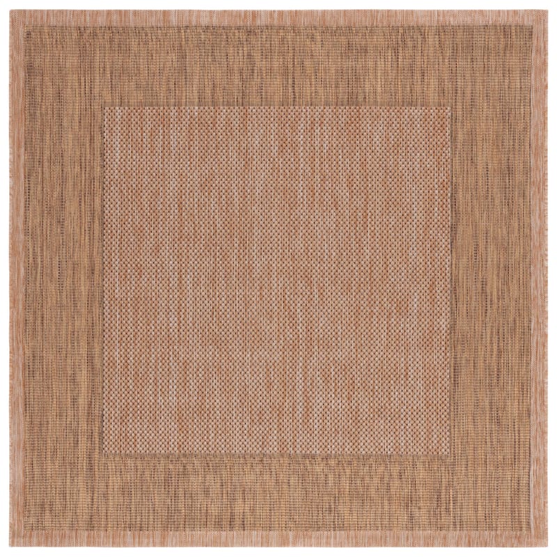 SAFAVIEH Courtyard Gwenneth Indoor/Outdoor Waterproof Patio Backyard Rug - 6'7" Square - Natural/Gold