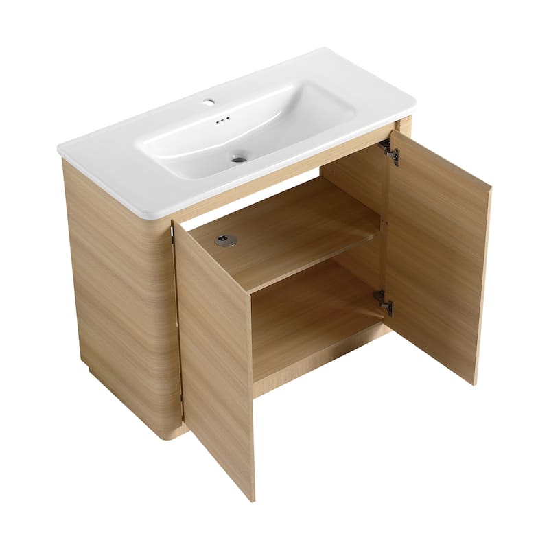Malwee 36"/40" FreeStanding Bathroom Vanity with Sink, Floor Stand Bathroom Vanity with Soft Close Door and Adjustable Shelf