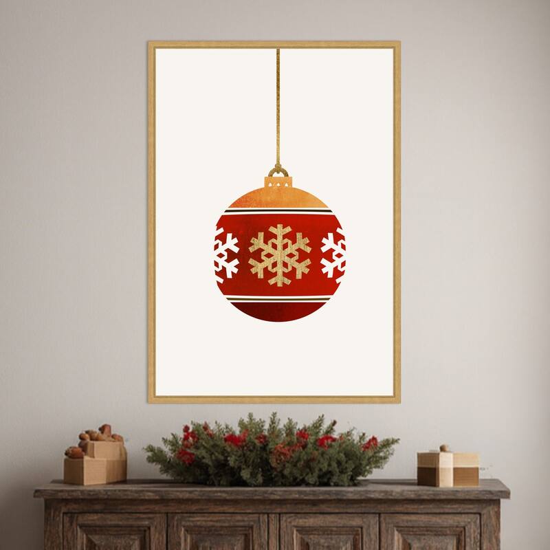 Warm Wishes by Eins Kubistika (23 x 33 in.), Framed Canvas Wall Art Print - Sylvie Bright Gold