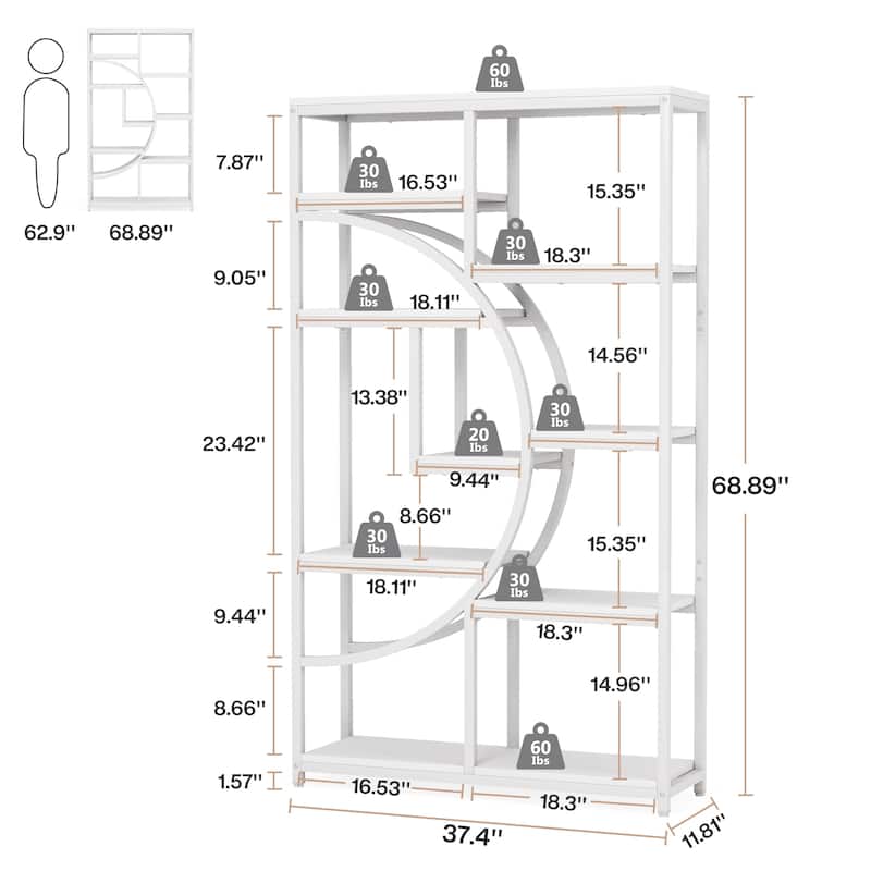 5-Tier Industrial Bookshelf, Open Etagere Storage for Living Room