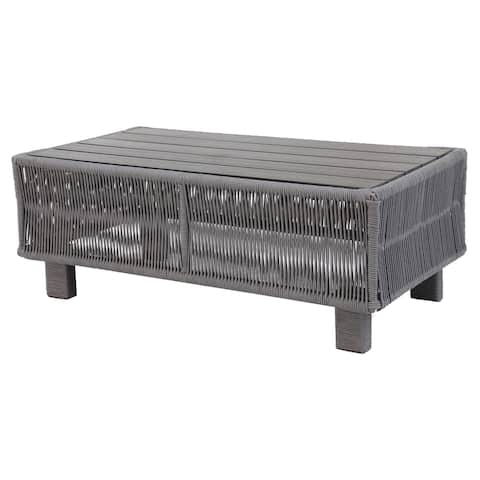 Cancun Outdoor Patio Furniture Durable Aluminum Frame Coffee Table Grey Small Bench