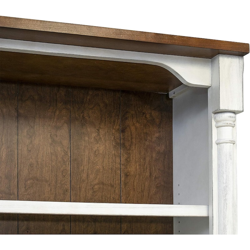 Rustic Open 8' Wood Bookcase, Storage Cabinet, White - 126W x 94H x 16D
