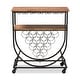 preview thumbnail 3 of 7, Dania Antique Vintage Industrial Metal and Wood Mobile Wine Bar Cart