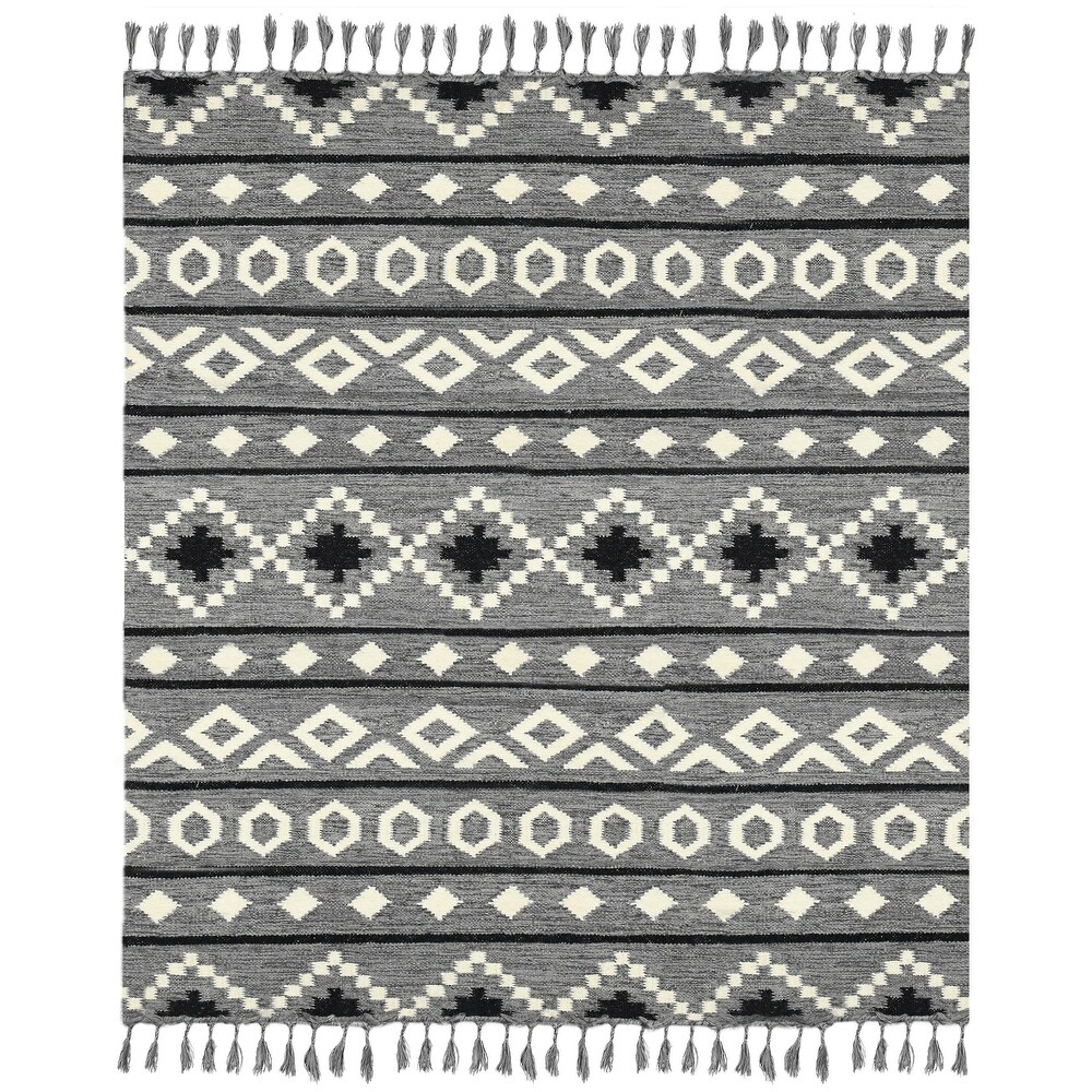 Rug USA 5' x 8' Houndstooth Flat Weave Handmade Kelim Tufted 100% Wool Rugs 