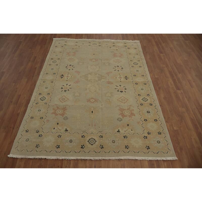 Hand Knotted Oriental 100% Wool Carpet Traditional Floral Beige & Ivories Ziegler Area Rug - 8' 4'' X 5' 11''
