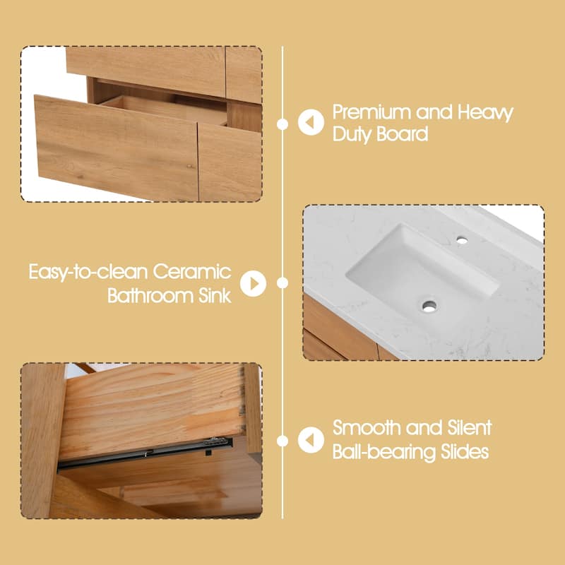 Sylphar 48 in. Toffee Oak Bath Vanity with Undermount Sink, 3 Top Options