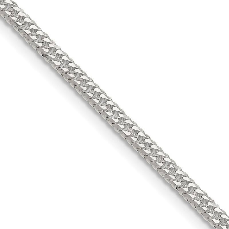 Curata 925 Sterling Silver 3.0mm Double Beveled Curb Chain Necklace