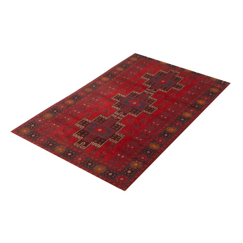 ECARPETGALLERY Hand-knotted Baluch Red Wool Rug - 3'7 x 5'10
