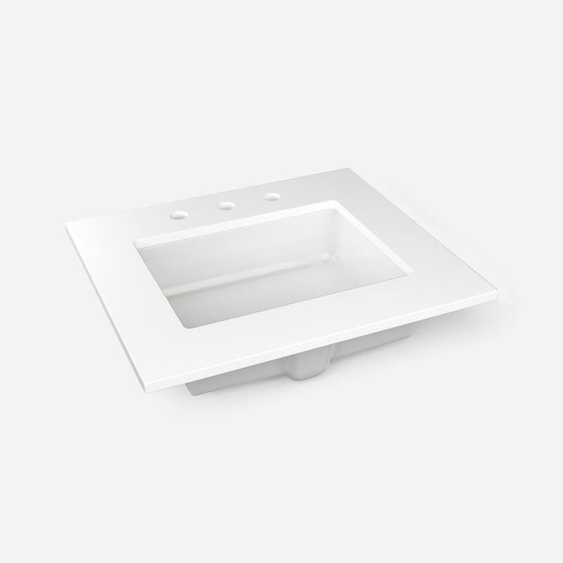 Robern TB25UCO-8 25" Quartz Vanity Top for Widespread Faucet - White Zeus Extreme