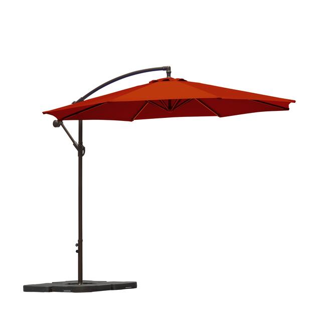 Steele 10-ft. Offset Patio Umbrella with Weight Base Stand - Red