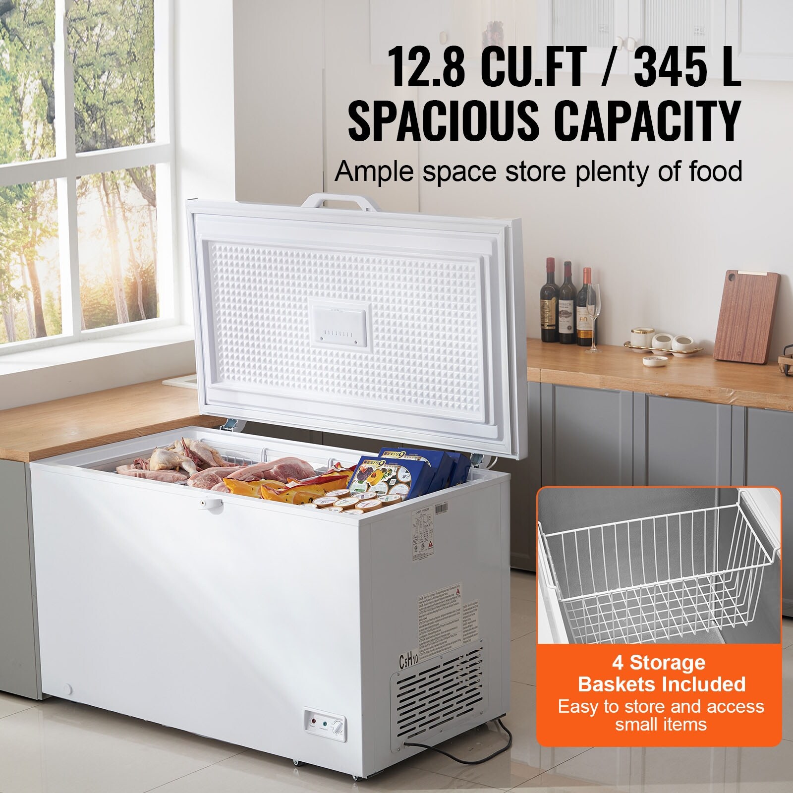 Chest Freezer, Large Deep Freezer with Split Top Double Locking