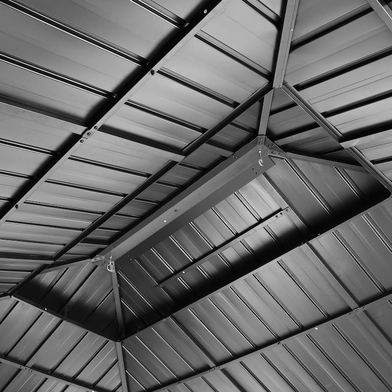 Outdoor Steel Gazebo Galvanized Steel Roof Aluminum Post Hardtop Gazebo