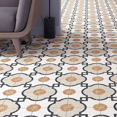 Merola Tile Riviera Octagon Grimaud Multicolor 7-7/8" x 7-7/8" Porcelain Floor and Wall Tile
