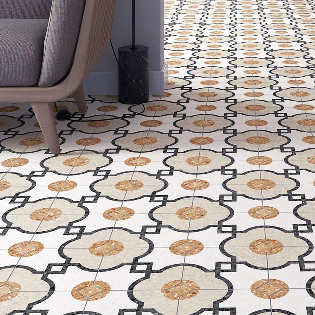 Merola Tile Riviera Octagon Grimaud Multicolor 7-7/8" x 7-7/8" Porcelain Floor and Wall Tile