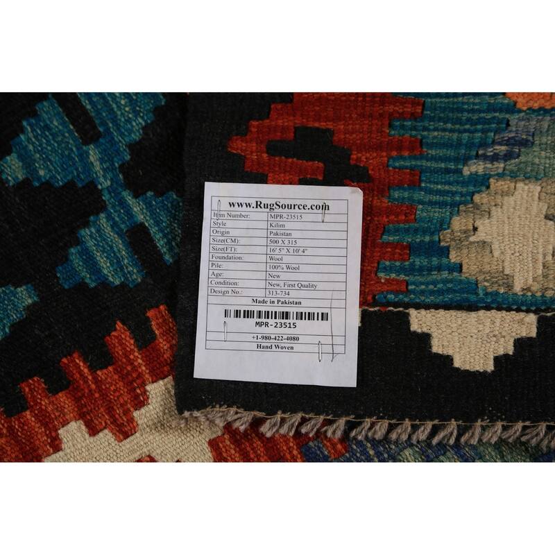 Kilim Oriental Large Rug Hand-Woven Wool Carpet - 10'4"x 16'5"