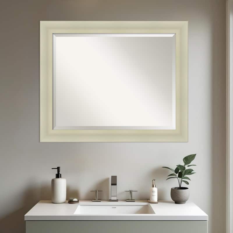 Oliver Beveled Wood Framed Bathroom Vanity Wall Mirror