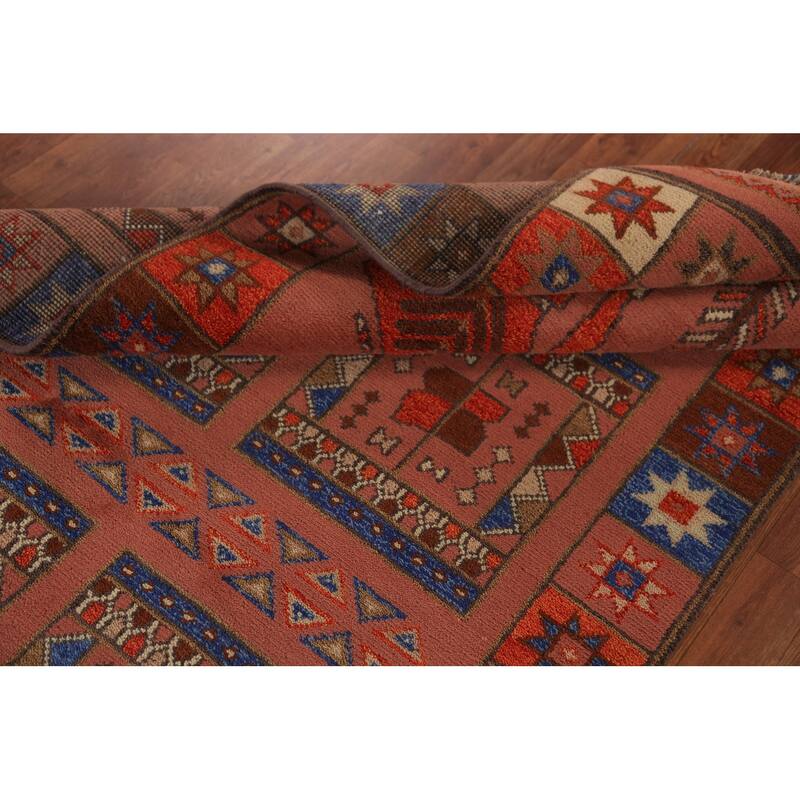 Tribal Kazak Indian Runner Rug Hand-Knotted Wool Carpet - 3'11"x 9'10"