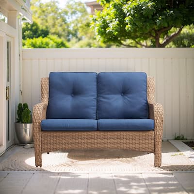 Outdoor Loveseat Sofa 2-Seat Sofa Yellow-Blue - Yellow