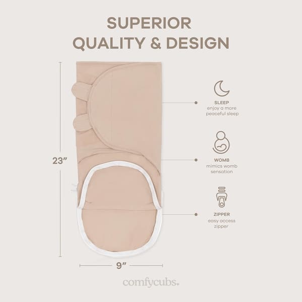 dimension image slide 0 of 4, Easy Swaddle Blanket with Zipper Closure by Comfy Cubs