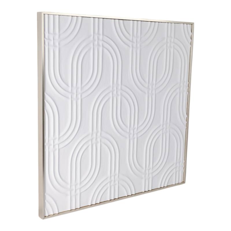 Decorative Geometric Canvas Wall Decor - 40", Black & Cream