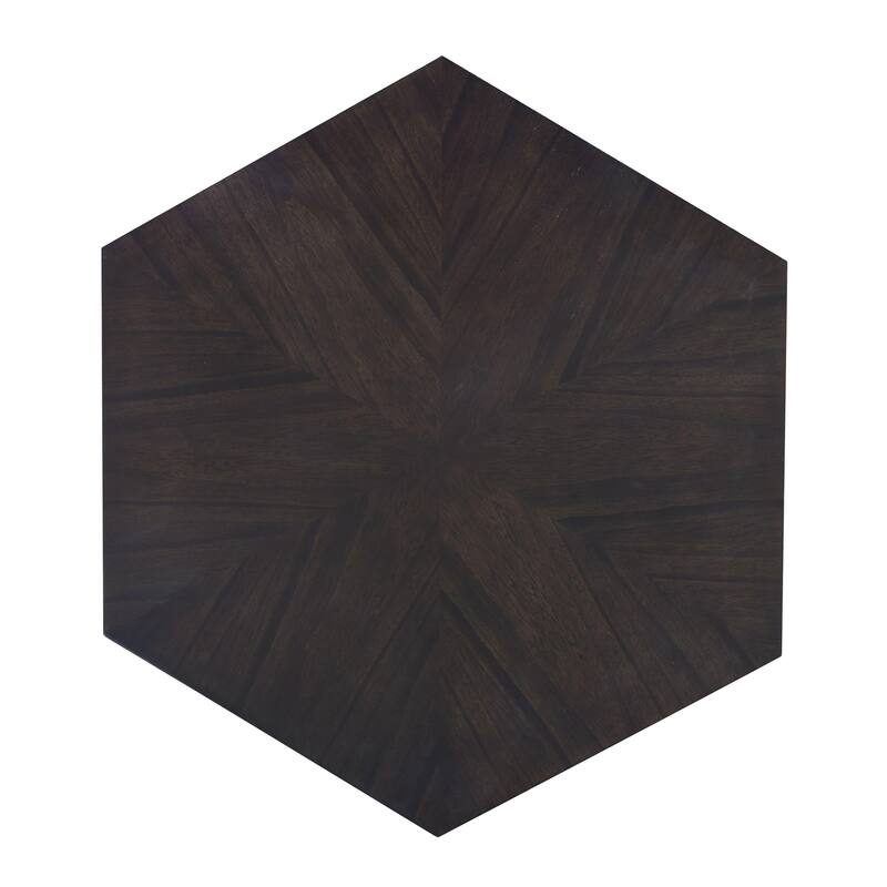 HomeRoots 50" Black Wood Hexagon Block Coffee Table - 50.00 in. x 17.00 in. x 43.00 in.