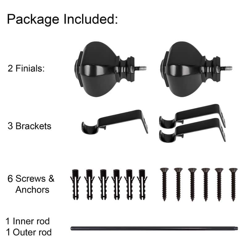 UTOPIA ALLEY 3/4 Inch Curtain Rod - Curtain Rods For Windows 48 to 86 Inch, Adjustable Drapery Rods - 48 to 86"
