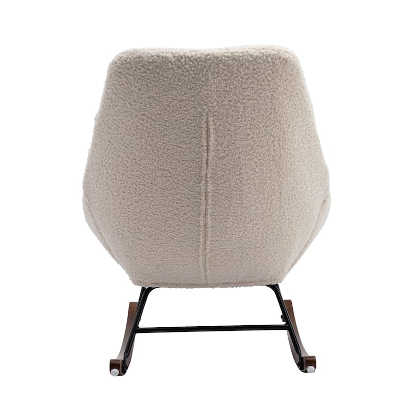 Tufted Upholstered Padded Seat Rocking Chair-Boucle