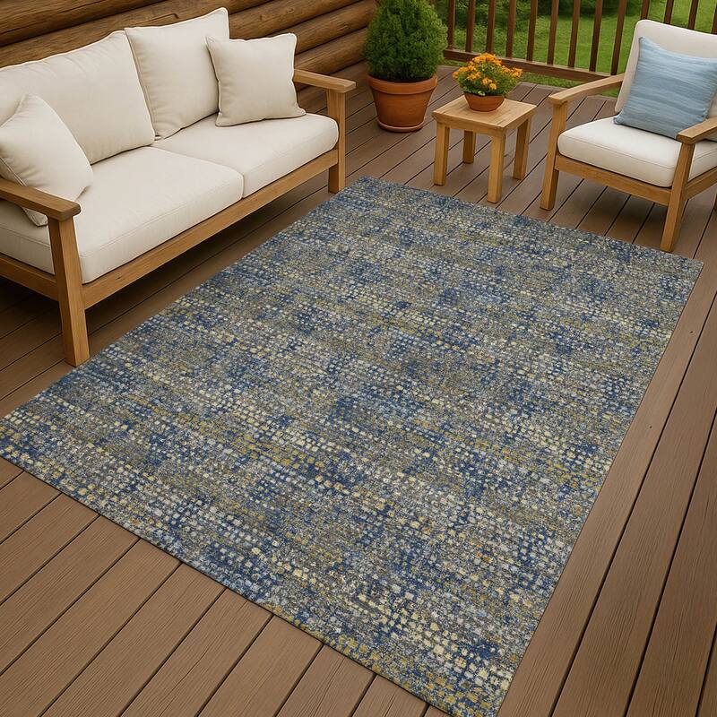Machine Washable Indoor/ Outdoor Casual Kersey Chantille Rug - Navy - 2'6" x 3'10"