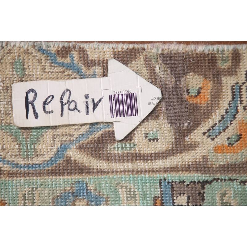 Hand Knotted Oriental 100% Wool Carpet Traditional Floral Beige & Ivories Tabriz Area Rug - 11' 6'' X 8' 7''