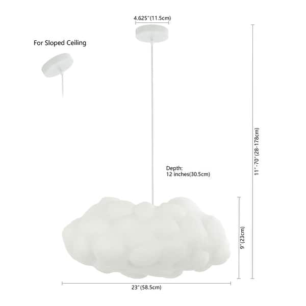 JONATHAN Y Homer 23" 2-Light Modern Contemporary Silk LED Cloud Pendant, White