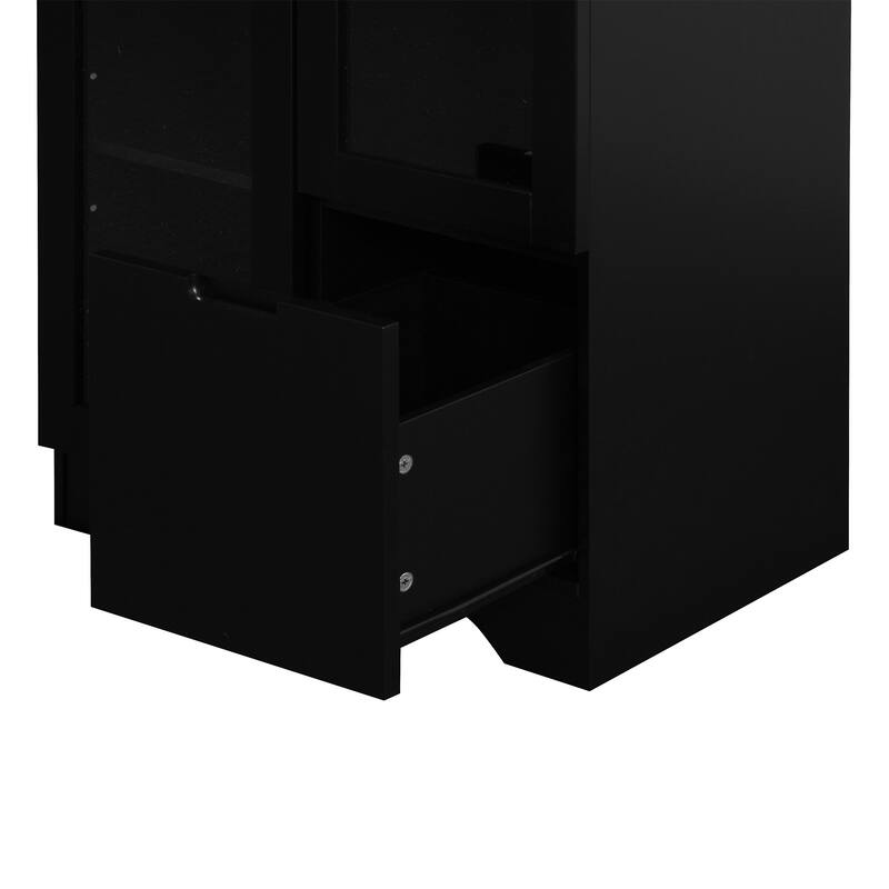 Wooden Floor Cabinet with 2 Glass Doors