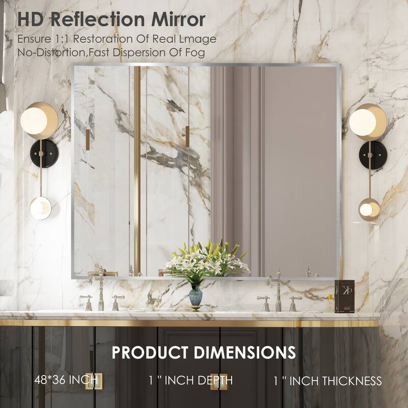 QuivaraView Wall Mounted Aluminum Frame Bathroom Vanity Mirror