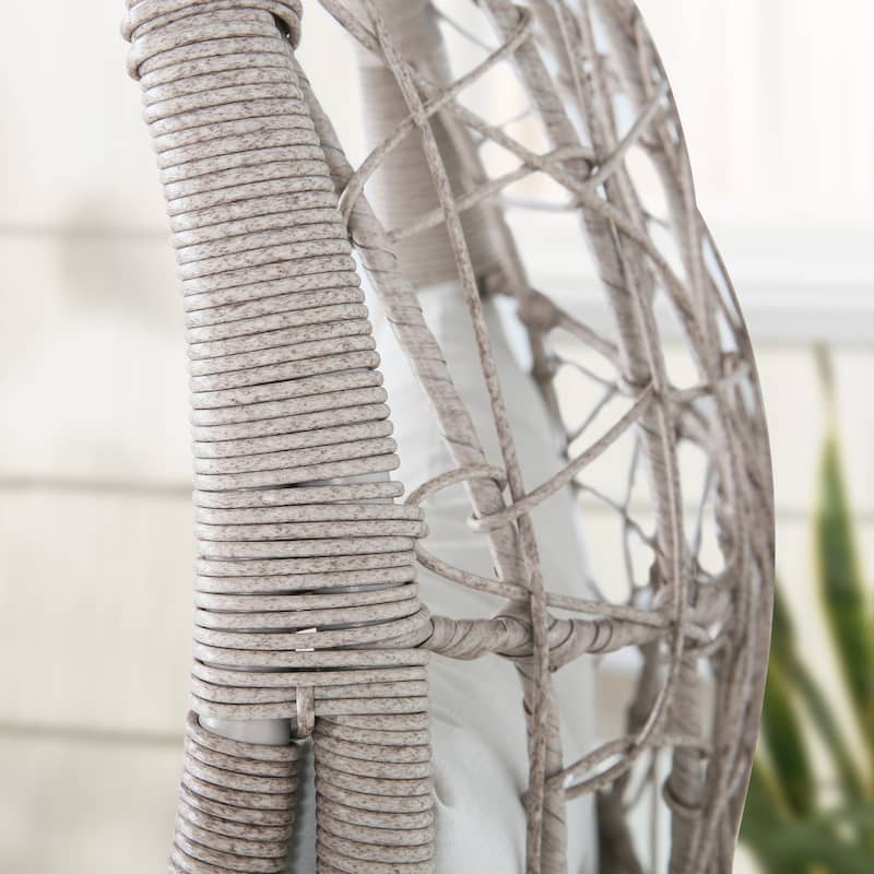 Outdoor Wicker Hanging Basket Chair Patio Hanging Chair with Stand