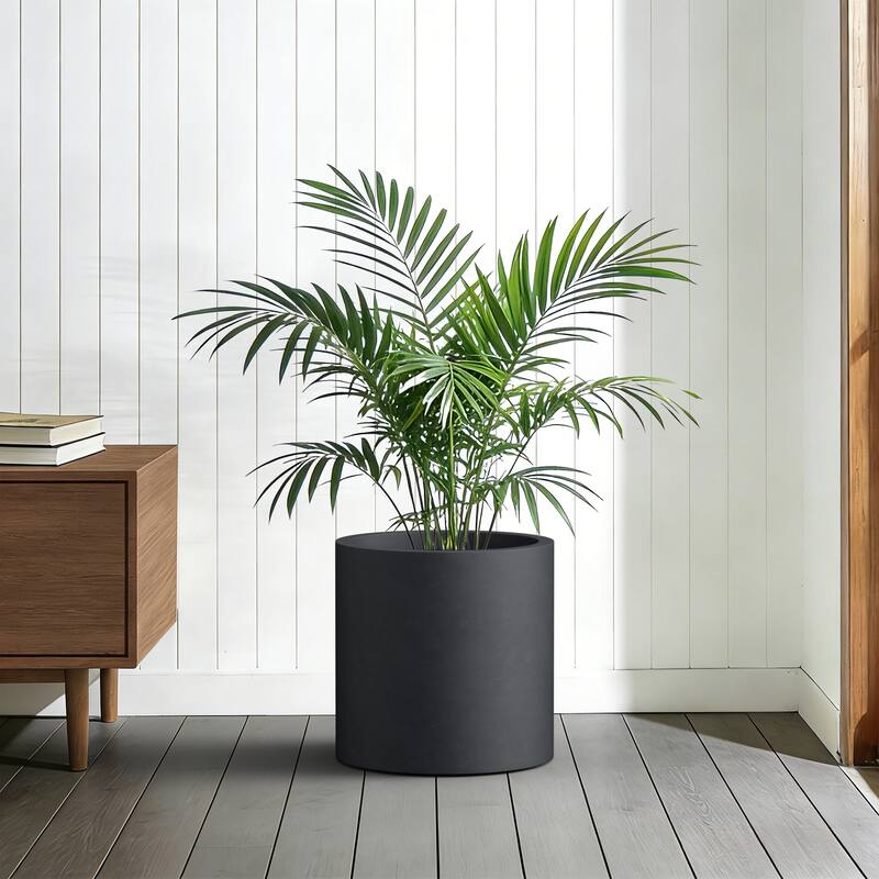 Concrete Tall Round Pot Cylindrical Flower Planter with Drainage Hole