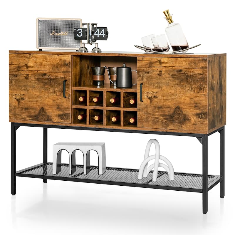Costway Industrial Kitchen Buffet Sideboard 2-Door Console Table - See Details - Rustic Brown - See Details