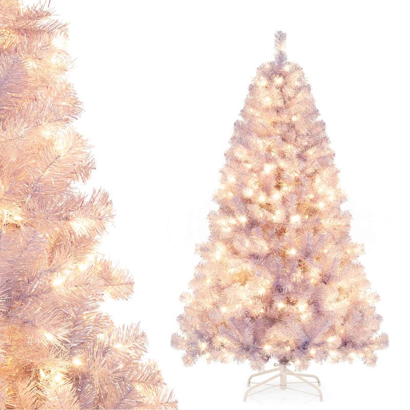 Costway 6.5 FT/7.5 FT Artificial Xmas Tree with 250/550 White LED - See Details