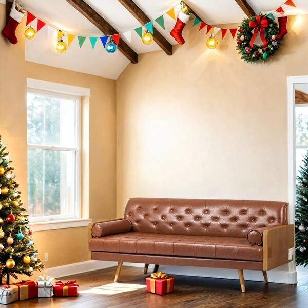 Beautiful Button Tufted Design Aidan Mid Century Modern Tufted Fabric Sofa Bed Bath Beyond 42102713