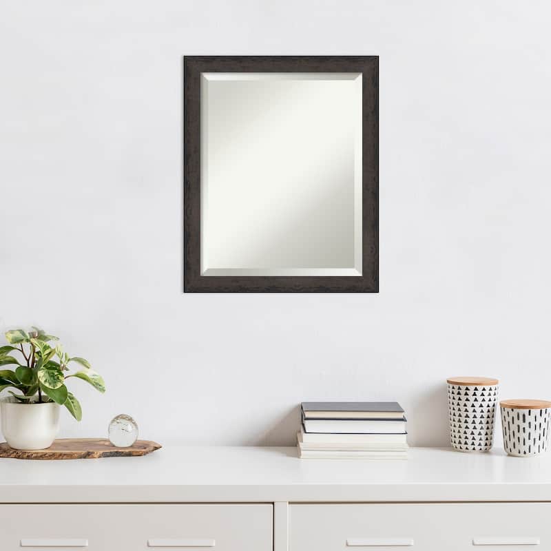 Dappled Narrow Beveled Wood Framed Wall Mirror