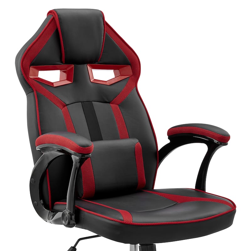 Aspect Adjustable Gaming Chair in Faux Leather with Mesh and Lumbar Support Pillow