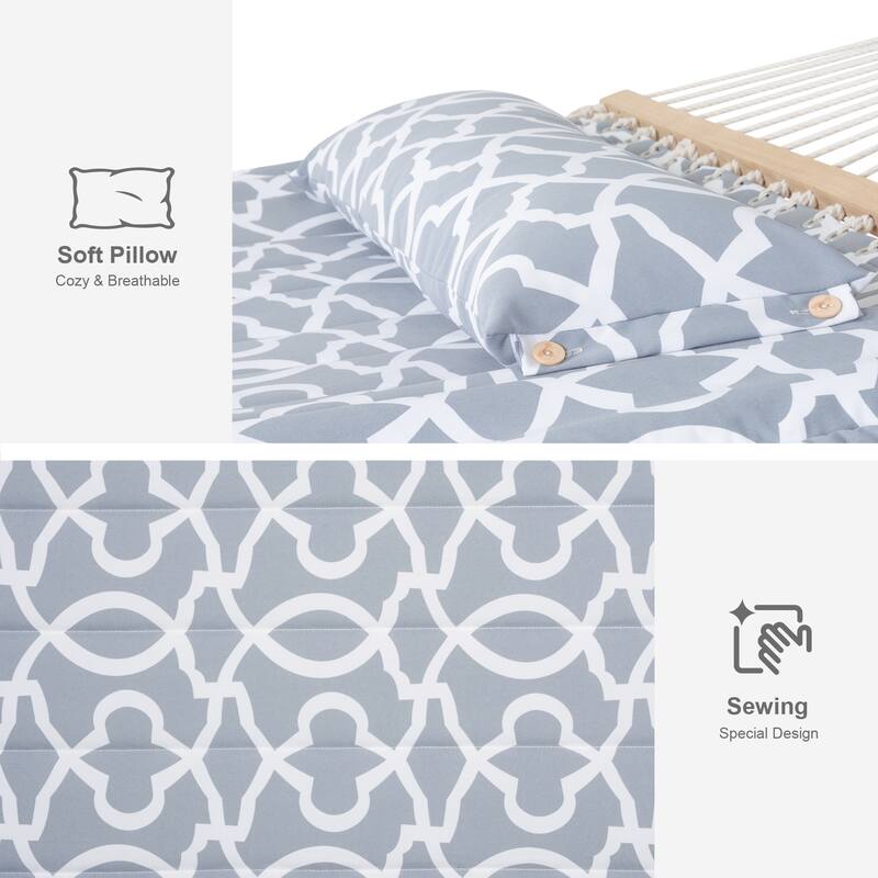 Double Spreader Bar Hammock With 13.5 ft. Wooden Stand - 162*55.1*48.8