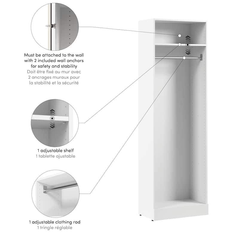 Bestar Florence 25W x 16D Hanging Closet System Tower with Shelf